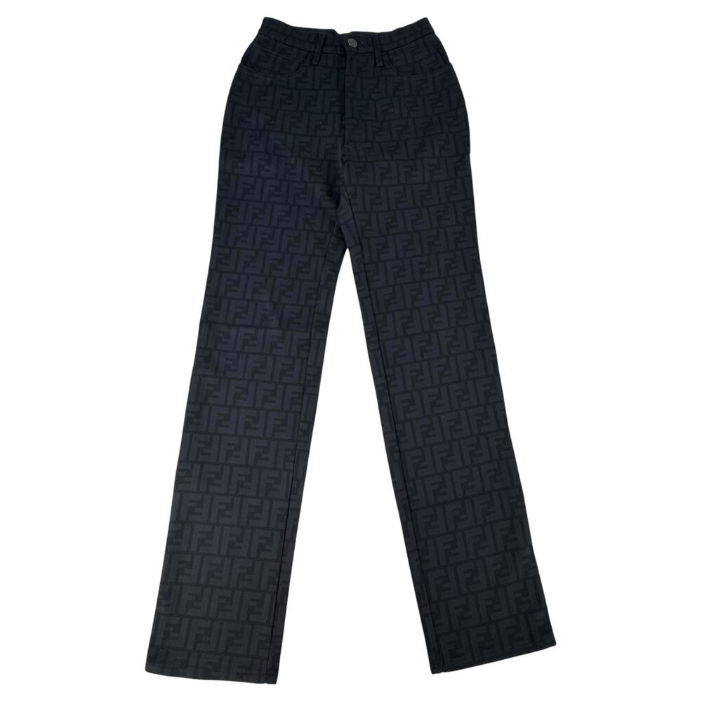 Fendi Vintage Black Zucca Print Pant
